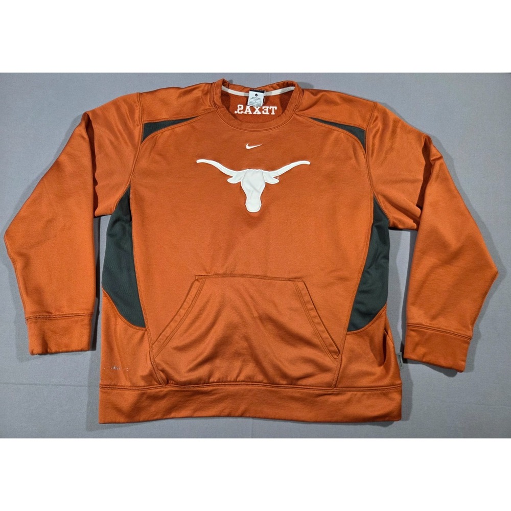 Nike Sweater Mens Large Shinny Orange Texas Longhorns UT NCAA Sweatshirt